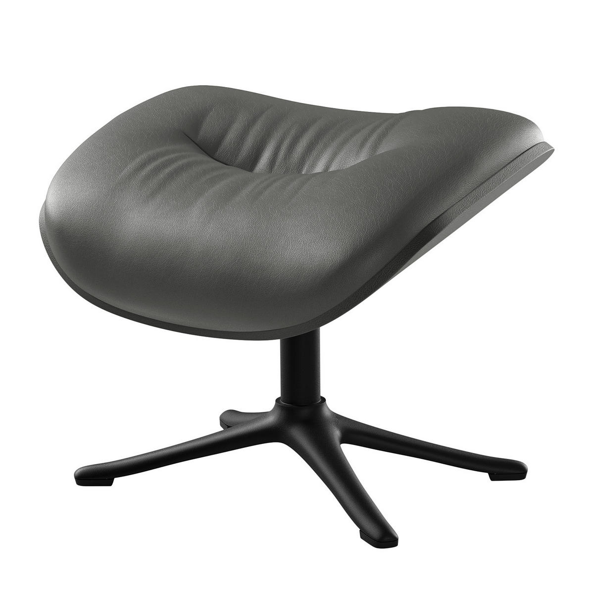 POLSTERHOCKER - Schwarz/Grau, Leder/Metall (44/39/42cm) - home24