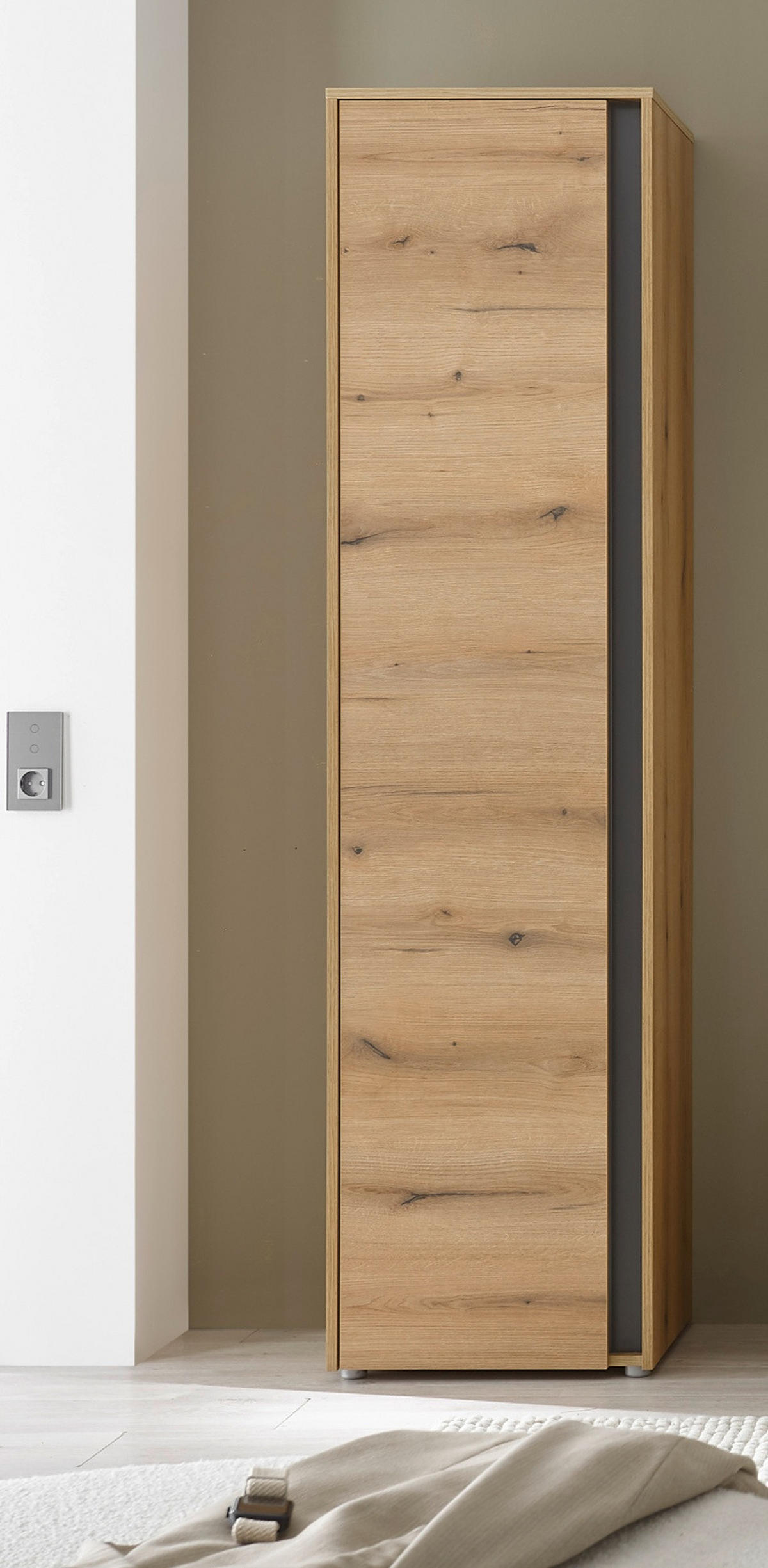 SCHUHSCHRANK Evoke Eiche, grau Flurschrank 50 x 200 cm mit 10 Fächern - Eichefarben/Schwarz, Holzwerkstoff/Kunststoff (50/200/40cm) - Furn.Design