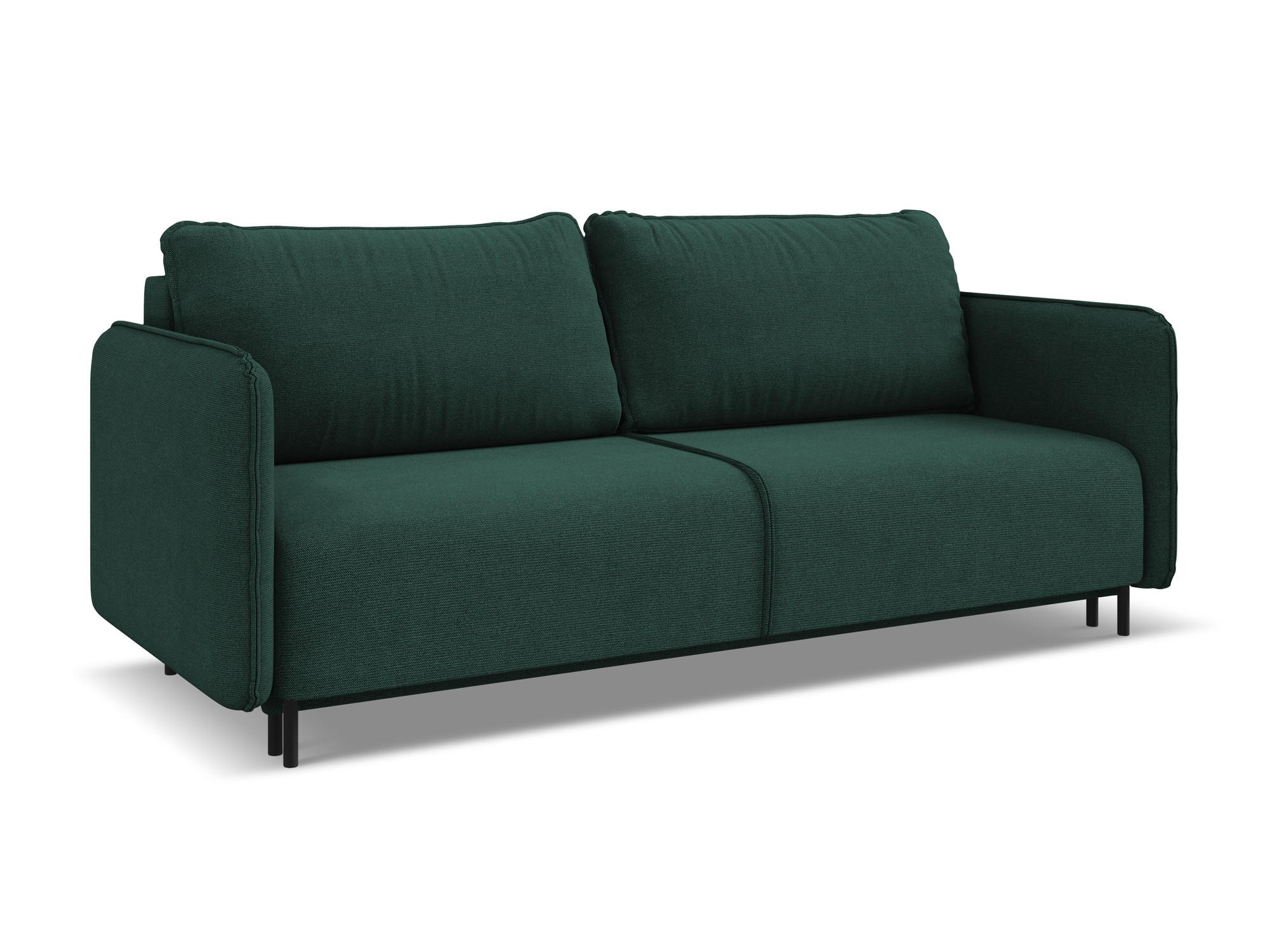 3-SITZER SOFA mit Schlaffunktion Strukturstoff Stoff Grün - Dunkelgrün/Schwarz, Holz/Textil (226/90/92cm) - Makamii