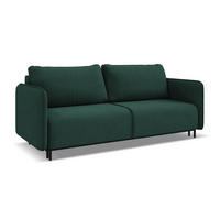 3-SITZER SOFA mit Schlaffunktion Strukturstoff Stoff Grün - Dunkelgrün/Schwarz, Holz/Textil (226/90/92cm) - Makamii