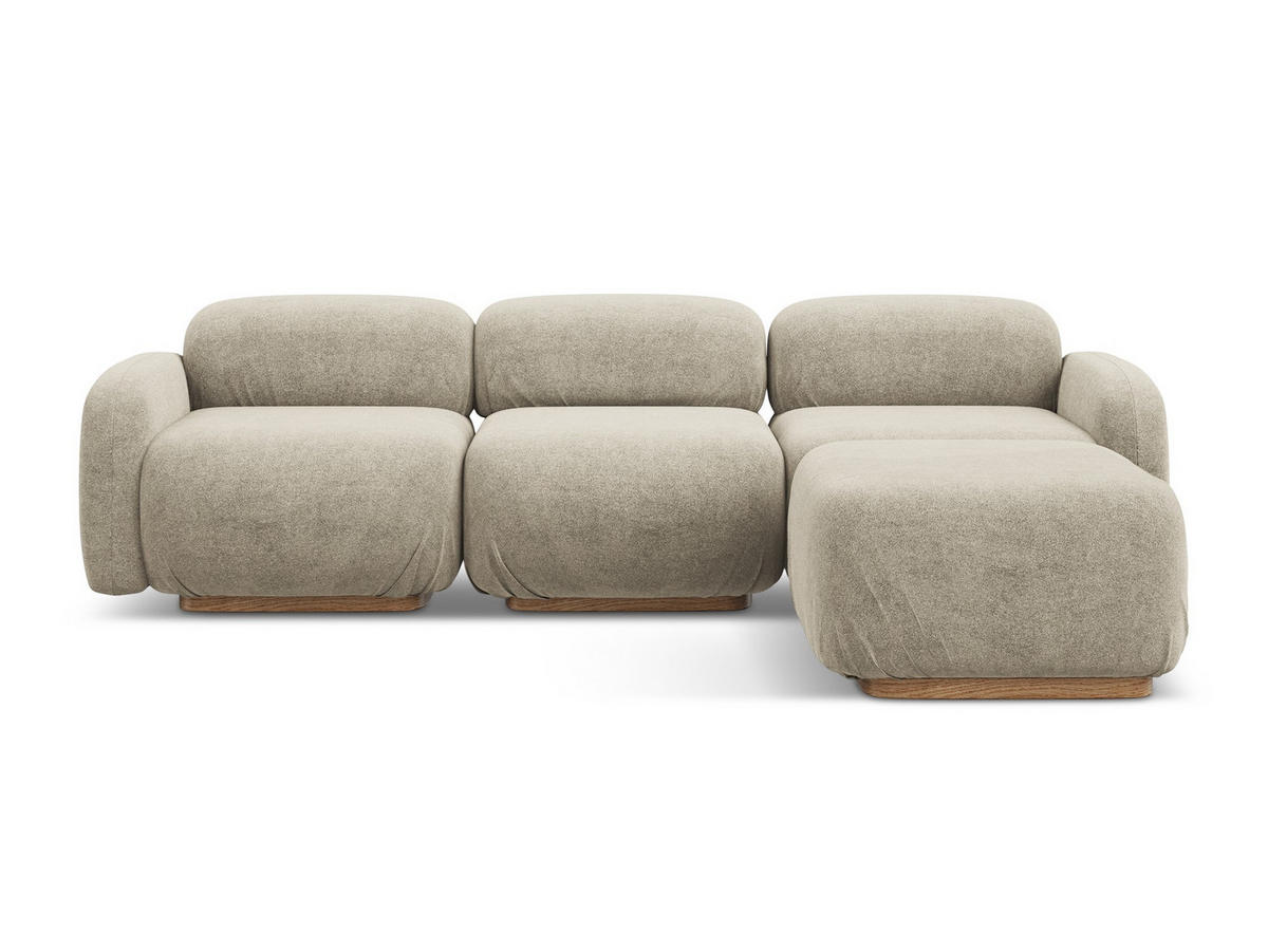 ECKSOFA Beidseitig Bouclé Stoff Beige - Beige/Braun, Holz/Textil (270/190cm) - Makamii