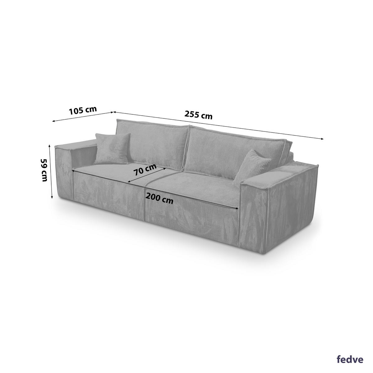 SCHLAFSOFA Sekwana Grau (Poso 60) - Grau, Textil (255/85/105cm) - Fedve