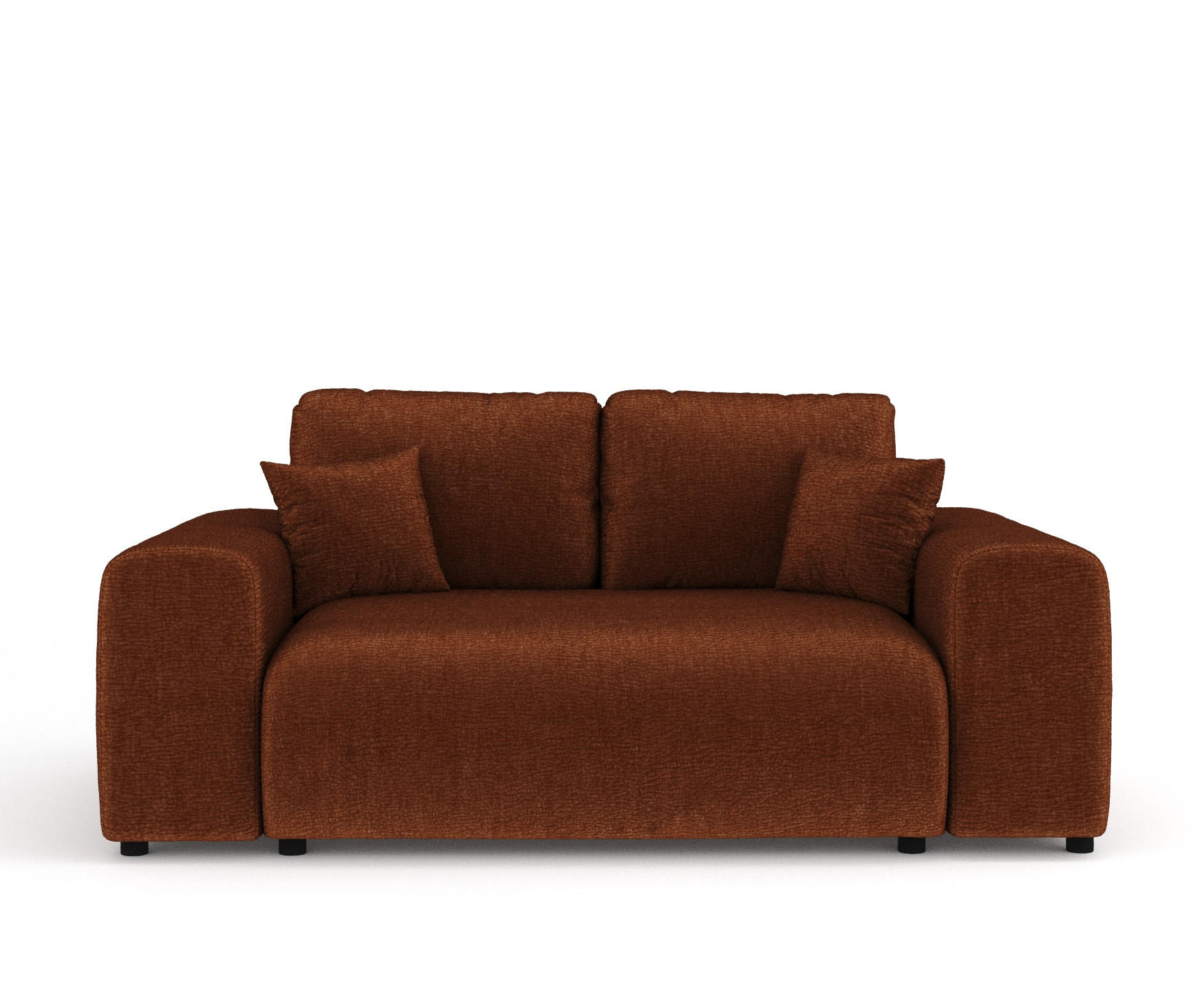2-SITZER-SOFA Zanzibar Dunkelorange Chenille - Dunkelorange/Schwarz, Holz/Holzwerkstoff (178/79/108cm) - Maison de Reve