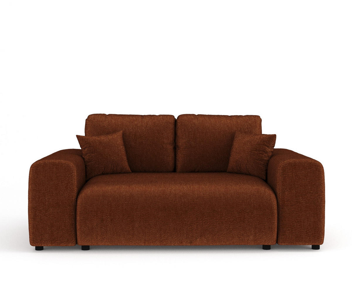2-SITZER-SOFA Zanzibar Dunkelorange Chenille - Dunkelorange/Schwarz, Holz/Holzwerkstoff (178/79/108cm) - Maison de Reve