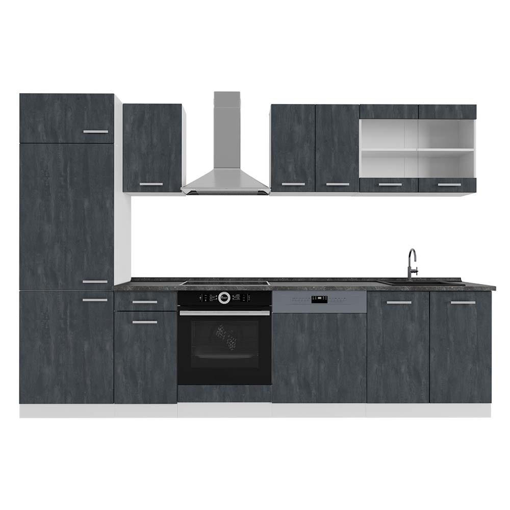 KUHINJSKI BLOK R-Line Črni beton/bela 300 cm DP Antracit - črna/bela, leseni material (300/81.6/60cm) - Vicco
