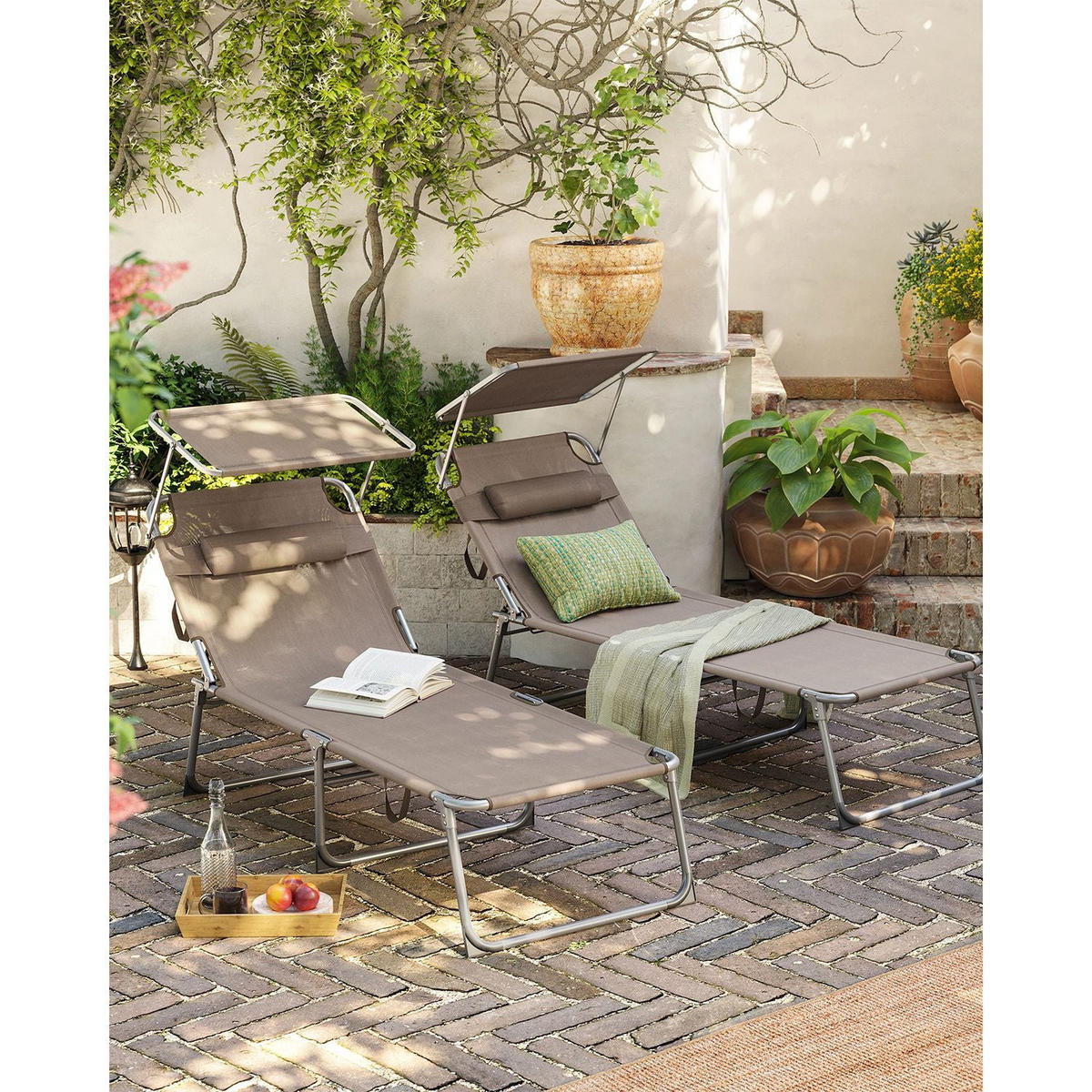 SONNENLIEGE GARTENLIEGE - Taupe, Textil (200/38/71cm) - Hansiro