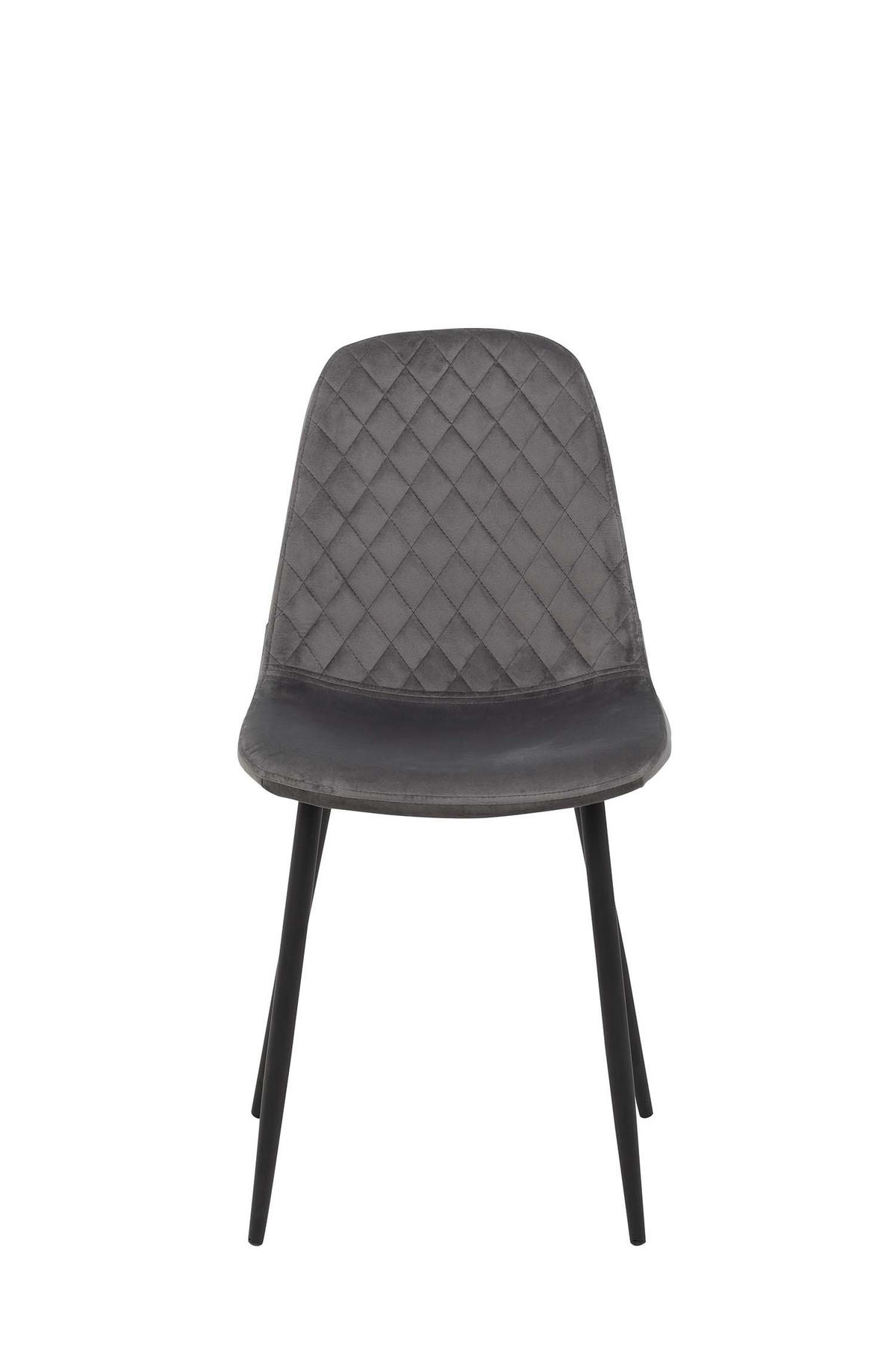 SCHALENSTUHL-SET 4 Stück Mira - Samtvelour Grau - Schwarz/Grau, Textil/Metall (44/89/53.5cm) - Hela Vertriebs GmbH
