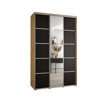 SCHWEBETÜRENSCHRANK 235,2/160/60 3-türig - Silberfarben/Schwarz, Holz/Metall (160/235/60cm) - Abiks Möbel