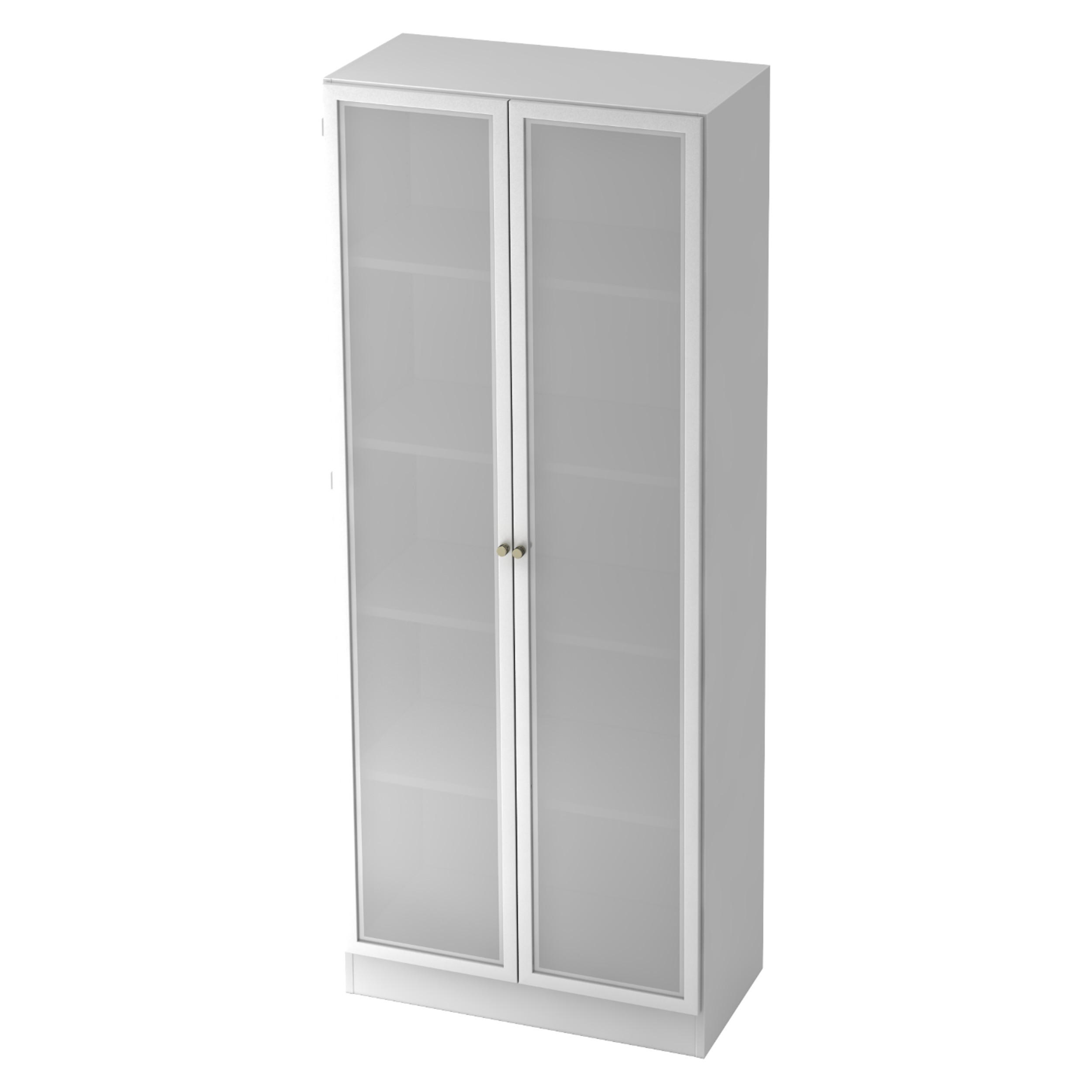 AKTENSCHRANK - 5 Ordnerhöhen 42/80/200,4 cm in Weiß/Milchglaß - Weiß, Holzwerkstoff (80/200.4/42cm) - bümö