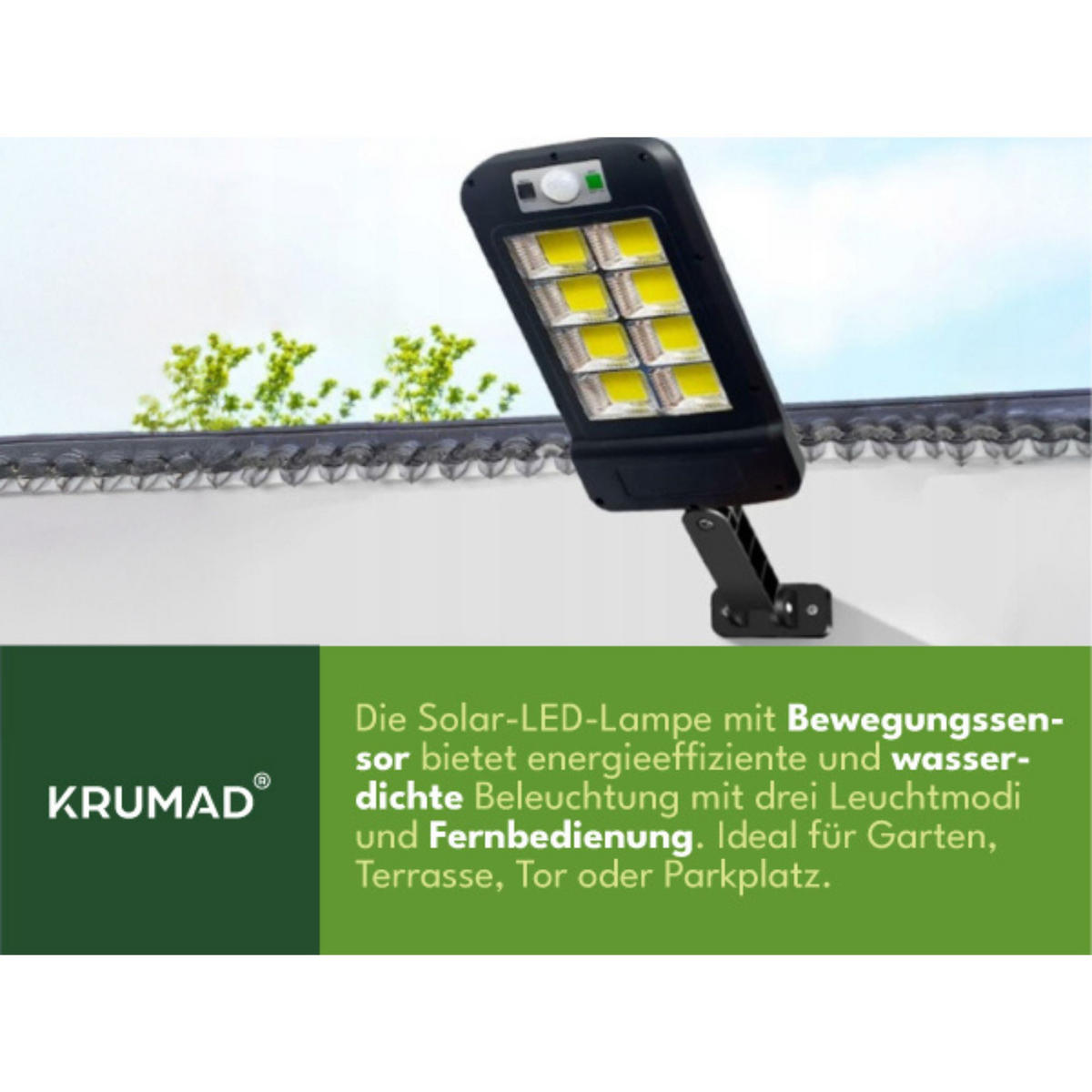 SOLARLAMPE für Außen mit Bewegungsmelder - Schwarz, Kunststoff (4/13/37cm) - KRUMAD