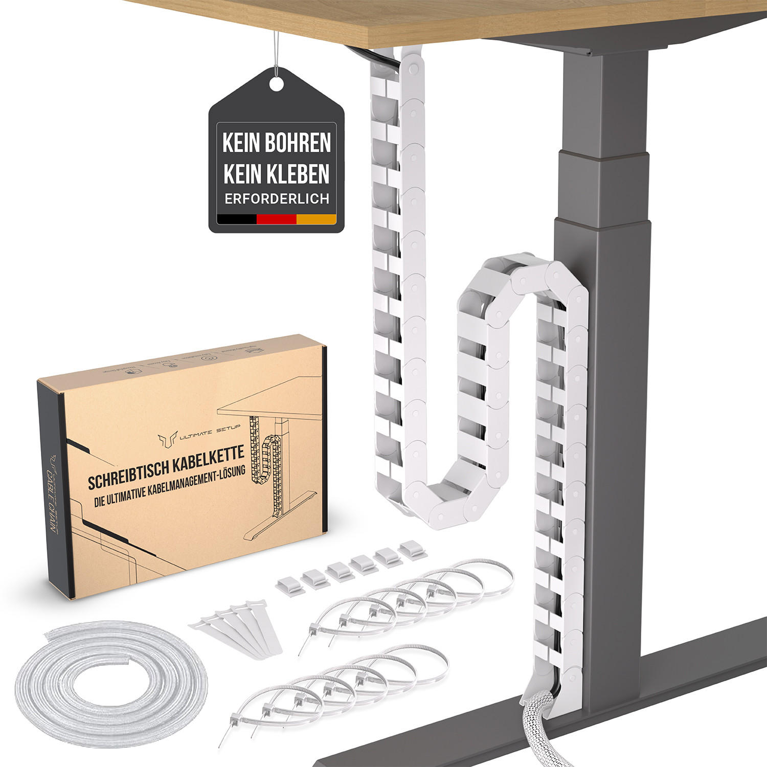 Magnetisches Kabelmanagement-Set Für Schreibtische – Verstellbar, Flexibel, Für Höhenverstellbare Tische 53-130 Cm