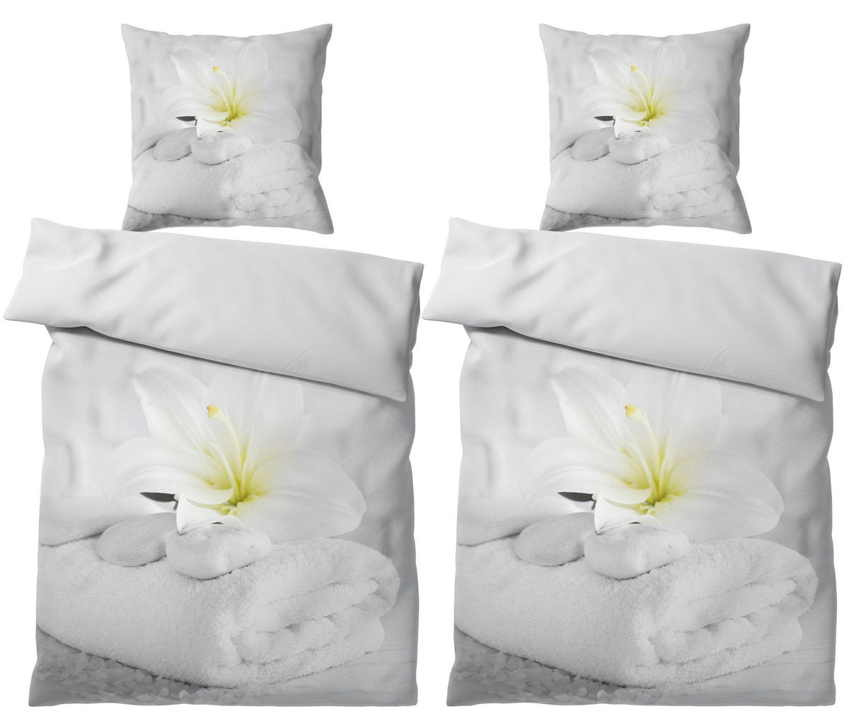 BETTWÄSCHE 4-teilig Good Feeling - Grau, Naturmaterialien (135/200cm) - Sanilo