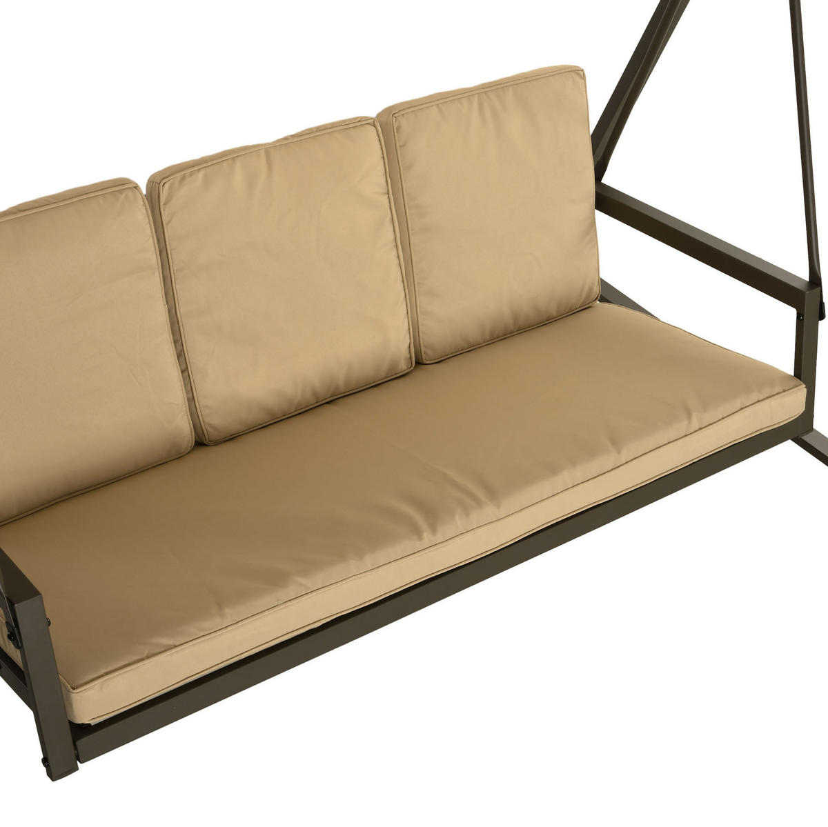 HOLLYWOODSCHAUKEL 3-Sitzer mit kippbarem Sonnendach und Polsterung, Beige - Beige, Textil (125/175/200cm) - Redom