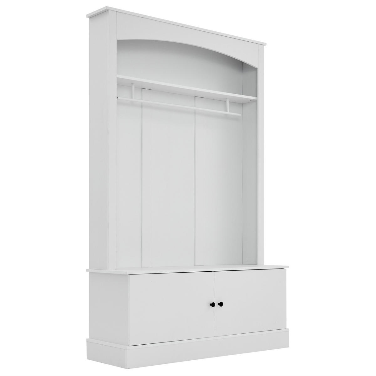 GARDEROBE 120/190/40 cm Weiß aus Spanplatte mit Schuhbank - Weiß, Holzwerkstoff (40/190/120cm) - OKMYHOME