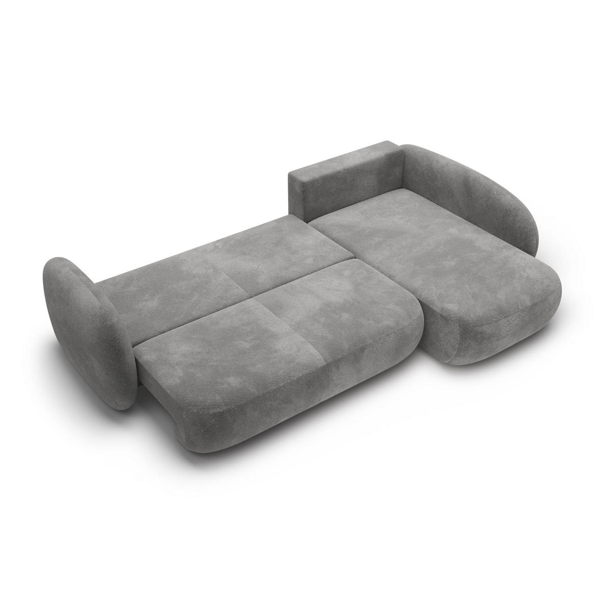ECKSOFA AMICO II R-S Grau Geflochtener Stoff mit Schlaffunktion - Grau, Holz (289/190cm) - MASSENO