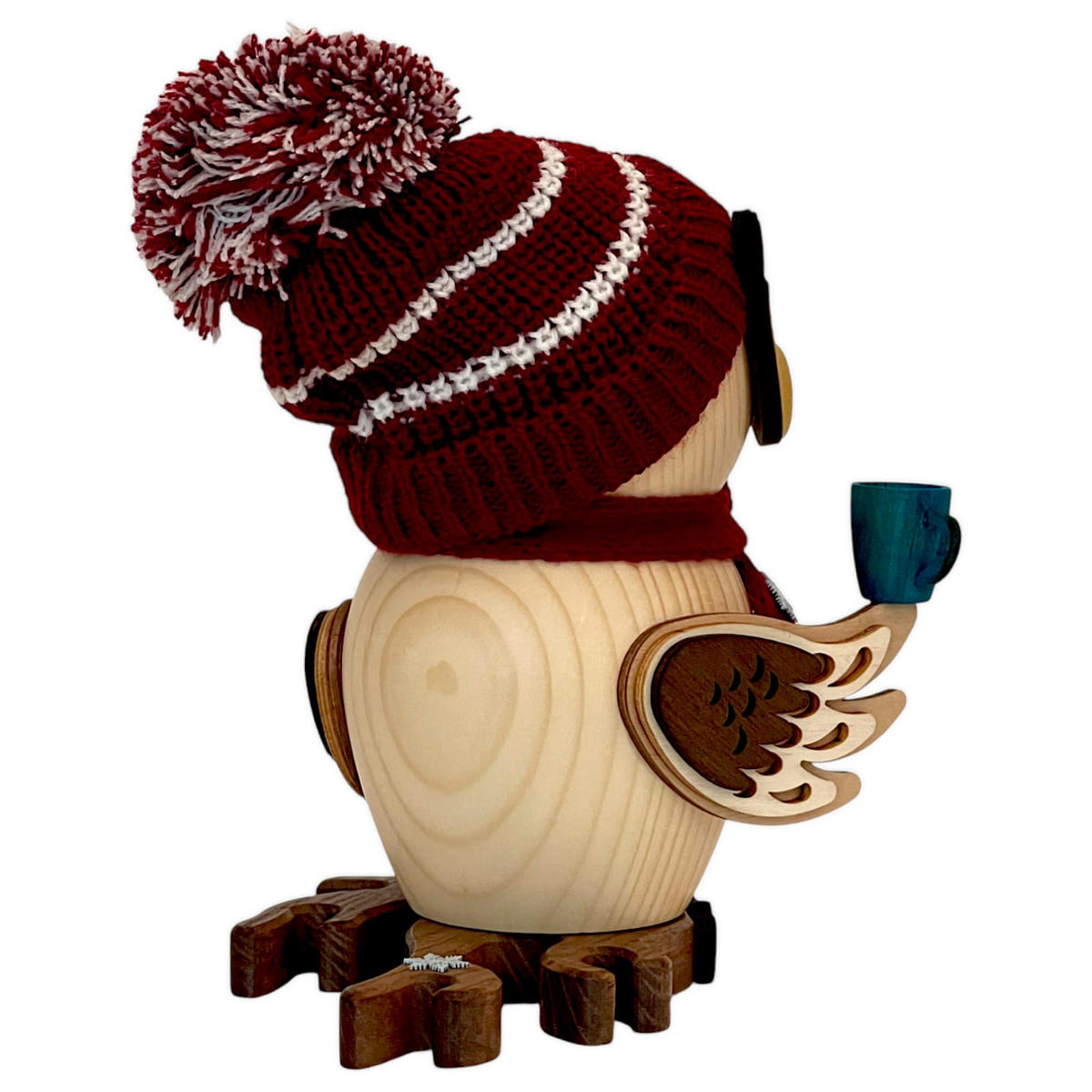 RÄUCHERFIGUR Eule Weihnachtsmarktbesuch mit Kin 15 cm - Multicolor, Holz (10/15/10cm)