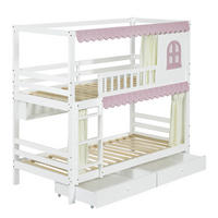 ETAGENBETT 90/200 cm & 90/200 cm in Weiß & Rosa Kinderbett mit 2 Schubladen, Regal und Fallschutzgitter - Weiß/Rosa, Holz/Holzwerkstoff (90/200cm) - STILVORA