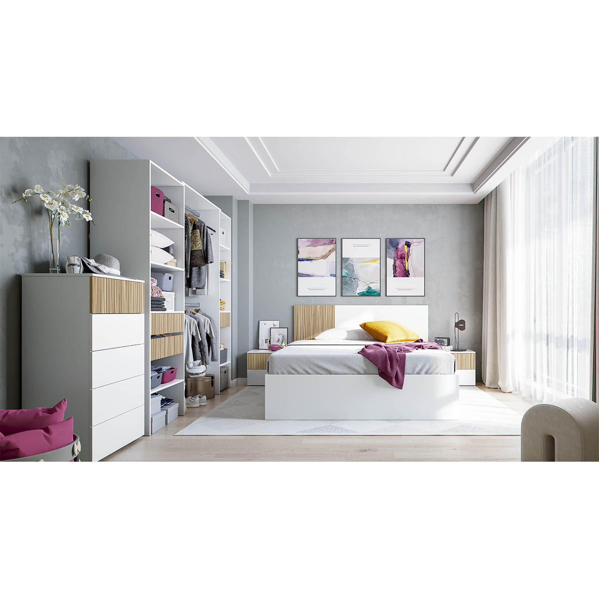 KOMMODE 5 Schubladen H109 cm - Ethna - Weiß, Holzwerkstoff (40/109/61cm) - Calicosy