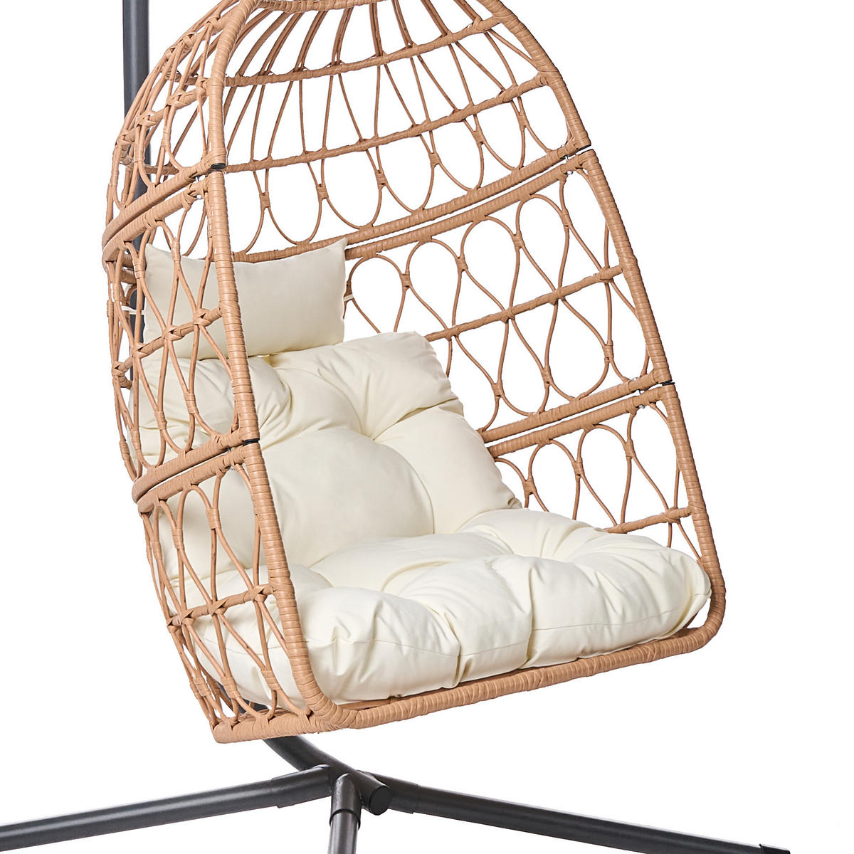 HÄNGESESSEL mit Gestell Metall Naturfarben Montalcino - Naturfarben, Textil (102/195/105cm) - Beliani