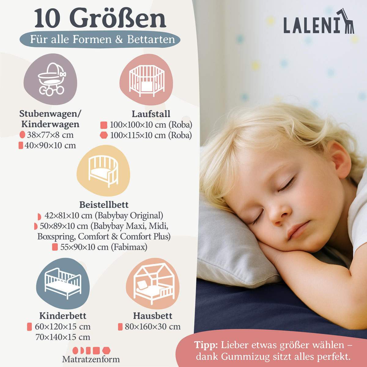 SPANNBETTLAKEN für Beistellbett & Stubenwagen – 100% Baumwolle, Atmungsaktiv & Weich, 100x115x10 cm, Blau - Blau, Textil (100/115cm) - Laleni