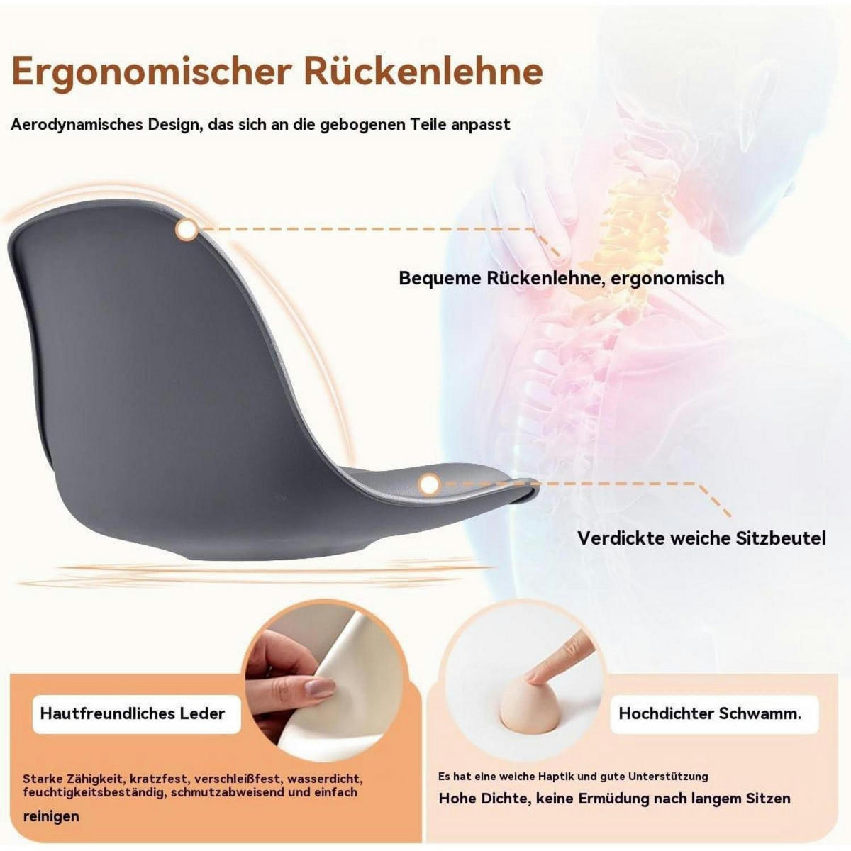 BARHOCKER 4-teiliges Set Grau höhenverstellbar mit Rückenlehne - Grau, Kunststoff (45/104.4/38.5cm)