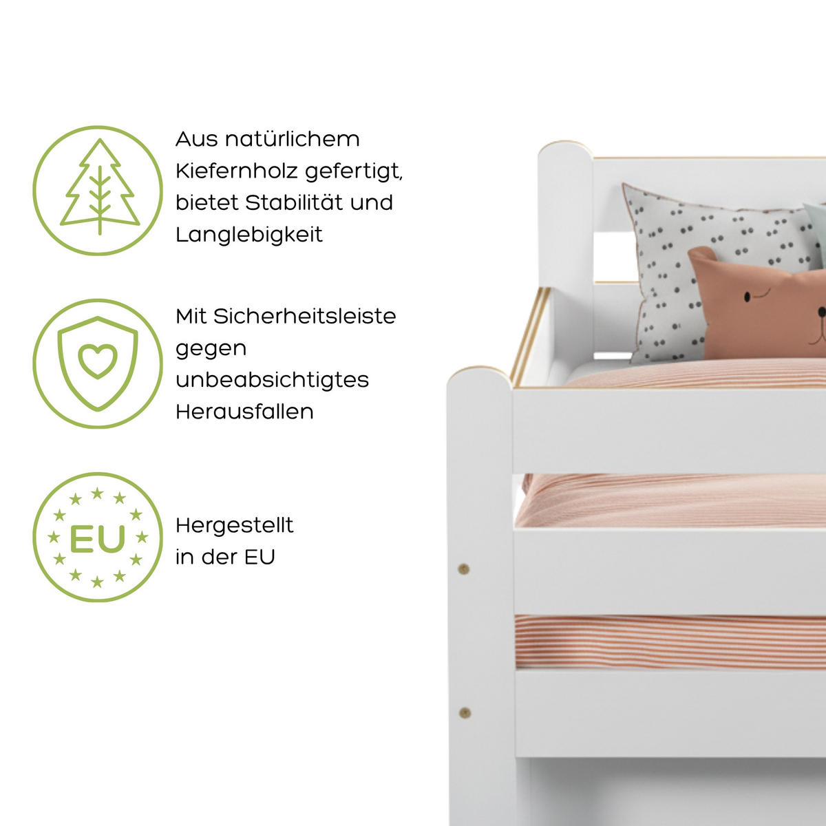 KINDERBETT 80x160 cm mit Schublade in Weiß - Weiß, Holz (80/160cm) - Kids Collective