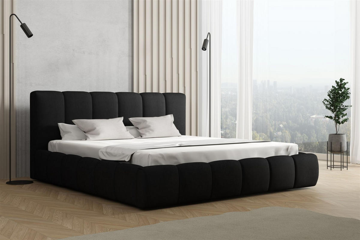 POLSTERBETT Giulia Magic Velvet - Schwarz, Holzwerkstoff/Textil (140/200cm) - Fun Möbel