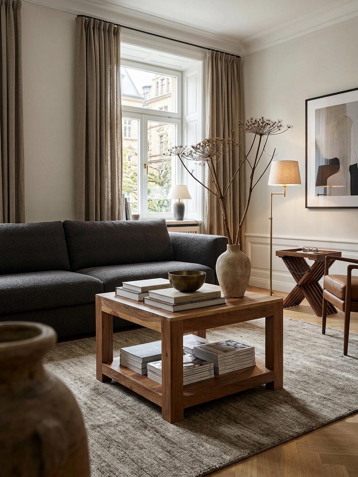 COUCHTISCH Massivholz im Landhausstil mit Ablagefach und pflegeleichter Oberfläche, Beige 60x60x45 cm - Beige, Holz (60/60/45cm) - KADIMA DESIGN