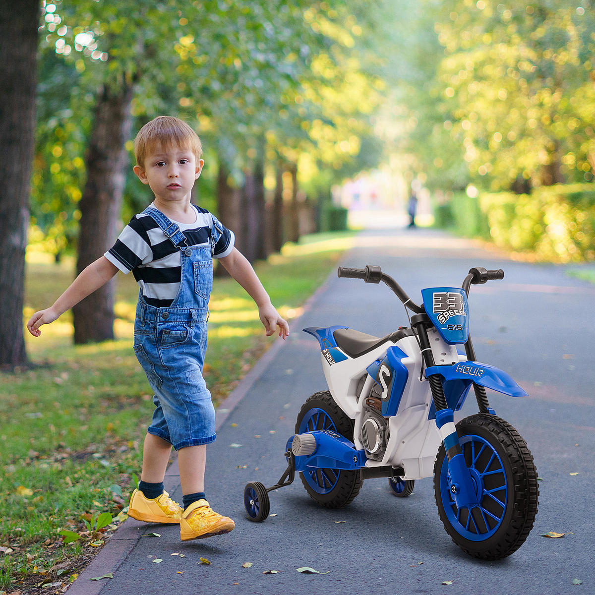 ELEKTRO KINDERMOTORRAD, Blau/Grün/ Rot, PP+ Metall - Blau, Kunststoff (106.5/51.5/68cm) - HOMCOM