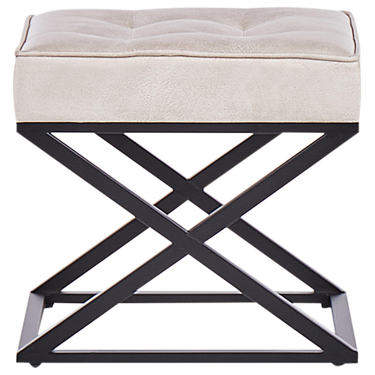 HOCKER Kunstleder Beige Murdo - Beige/Schwarz, Kunststoff (47/43/40cm) - Beliani