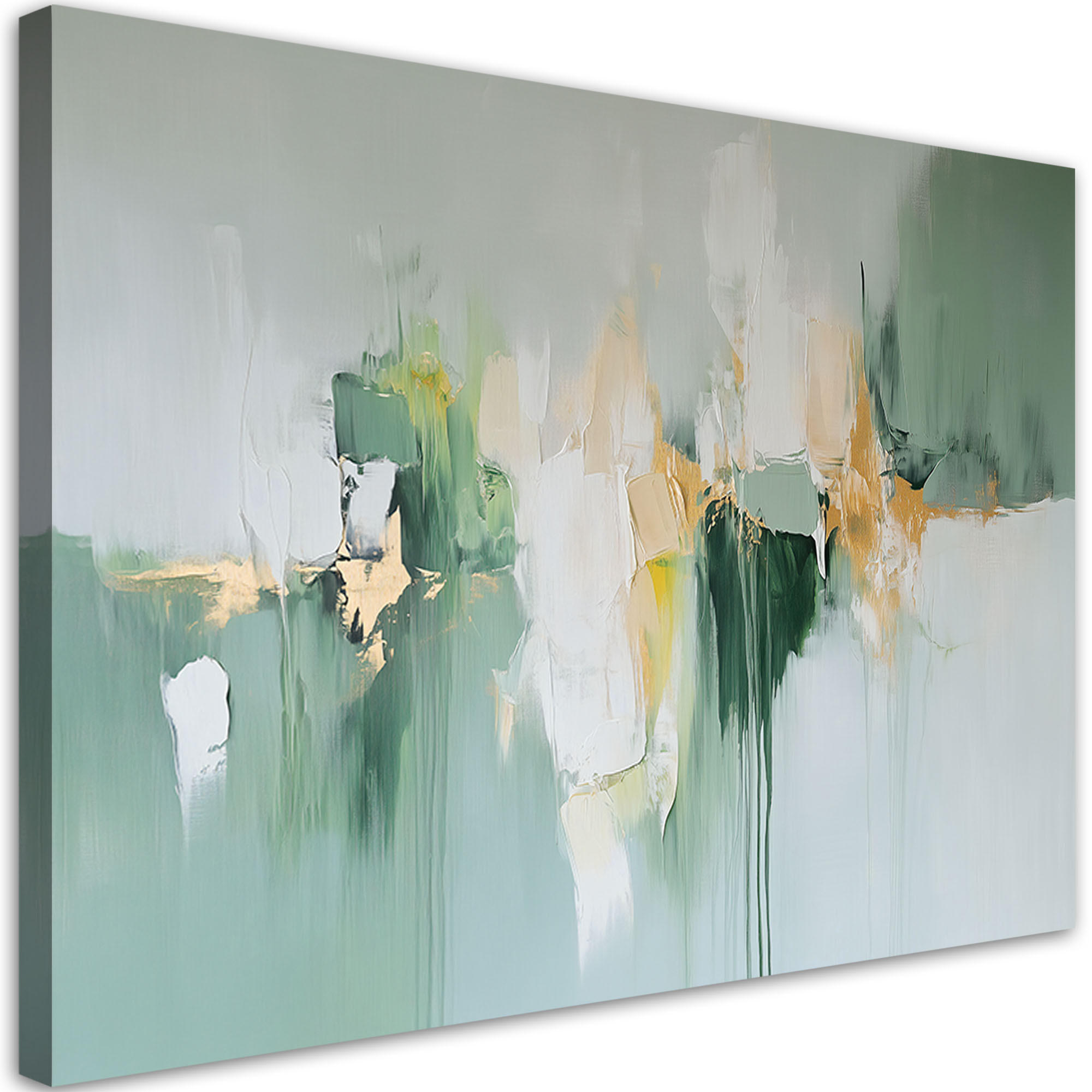 WANDBILD grüne abstrakte flecken mit gold - Grün, Textil (100/70cm) - Feeby