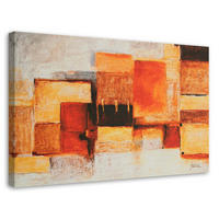 LEINWANDBILD Geometrische Abstraktion in warmen Farben 100x70cm - Orange, Textil (100/70cm) - Feeby