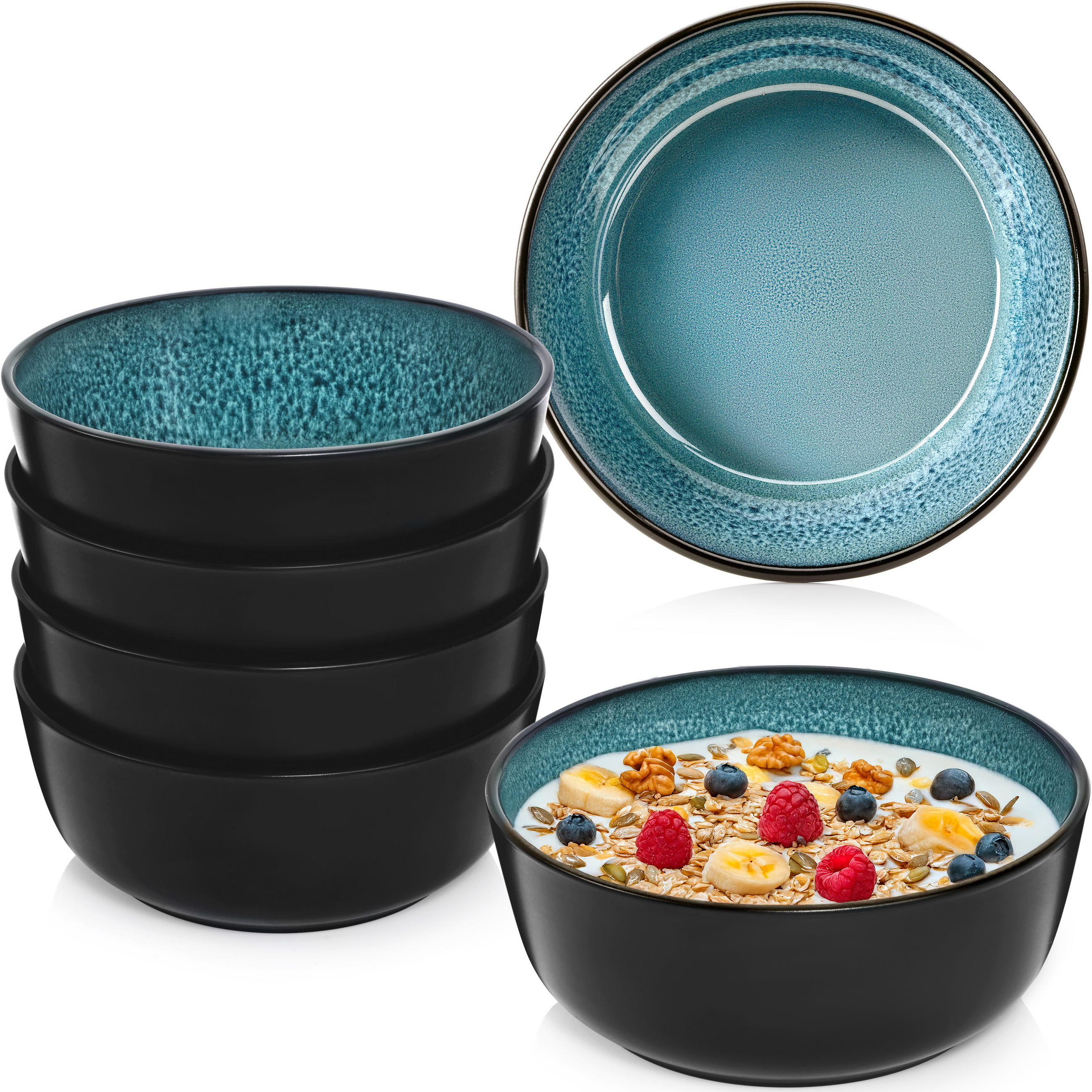 SCHALEN SET VIGO - 6 teilig aus Steingut - Blau, Stein (16.2cm) - Sänger