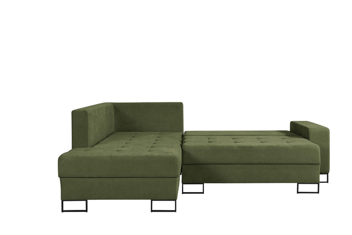 ECKSOFA mit Schlaffunktion Links Grün Chenille - 245x200 cm - Trevi - Schwarz/Grün, Holz/Holzwerkstoff (245/200cm) - Ravio