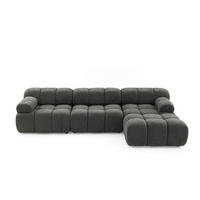 MODULARES Ecksofa MOMENTUM L, Rechts, Breite 282 cm, strukturierter Stoff, Dunkelgrau - Chromfarben/Dunkelgrau, Holz/Textil (155/282cm) - Muffo