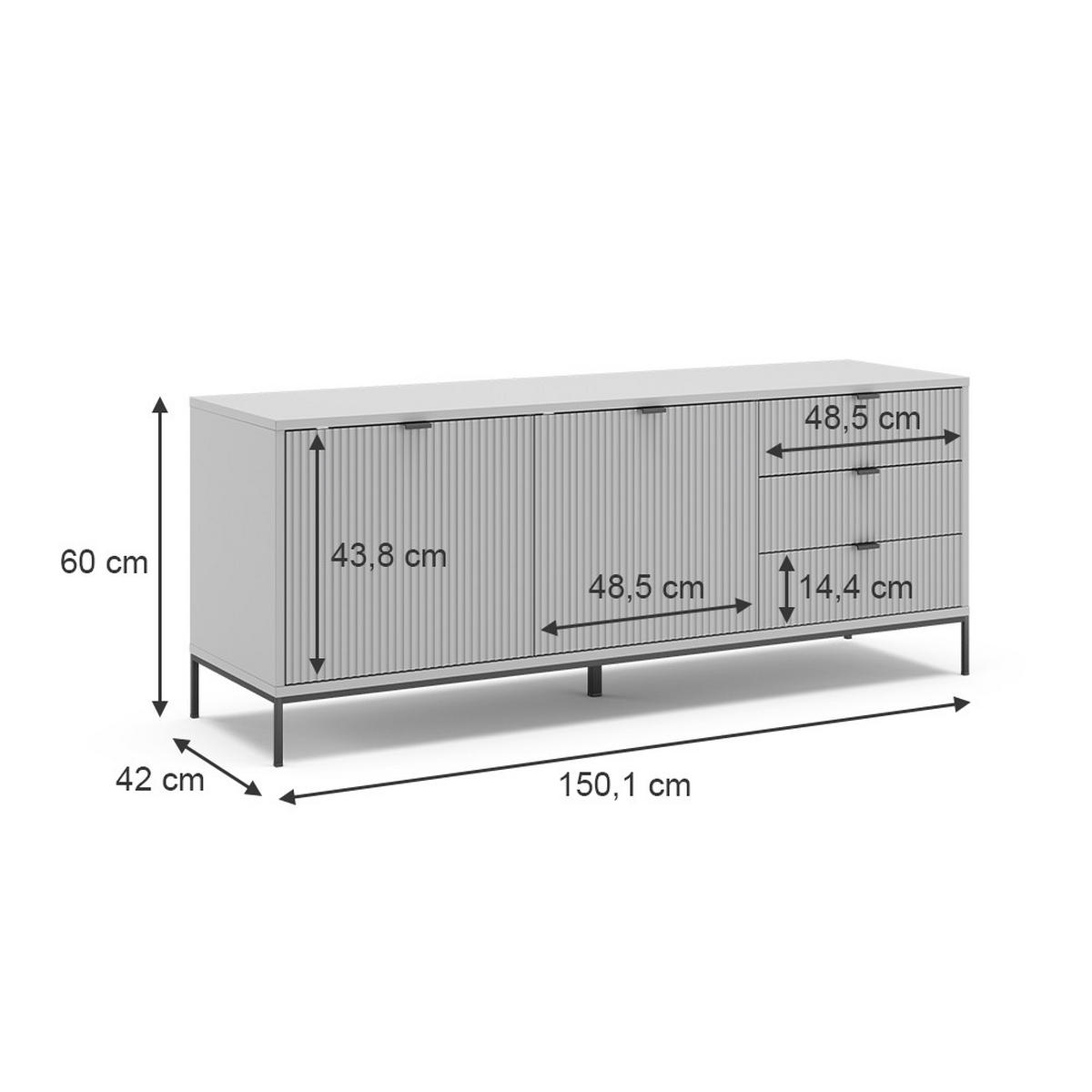 LOWBOARD Eliza Grau 150.1 x 60 cm - Grau, Holzwerkstoff (150/60/42cm) - Vicco
