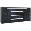 SIDEBOARD Sylt Schwarz Hochglanz / Weiß Hochglanz - Schwarz Hochglanz, Holzwerkstoff (166.5/75.5/35cm) - Vladon