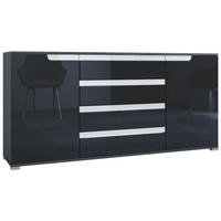 SIDEBOARD Sylt Schwarz Hochglanz / Weiß Hochglanz - Schwarz Hochglanz, Holzwerkstoff (166.5/75.5/35cm) - Vladon