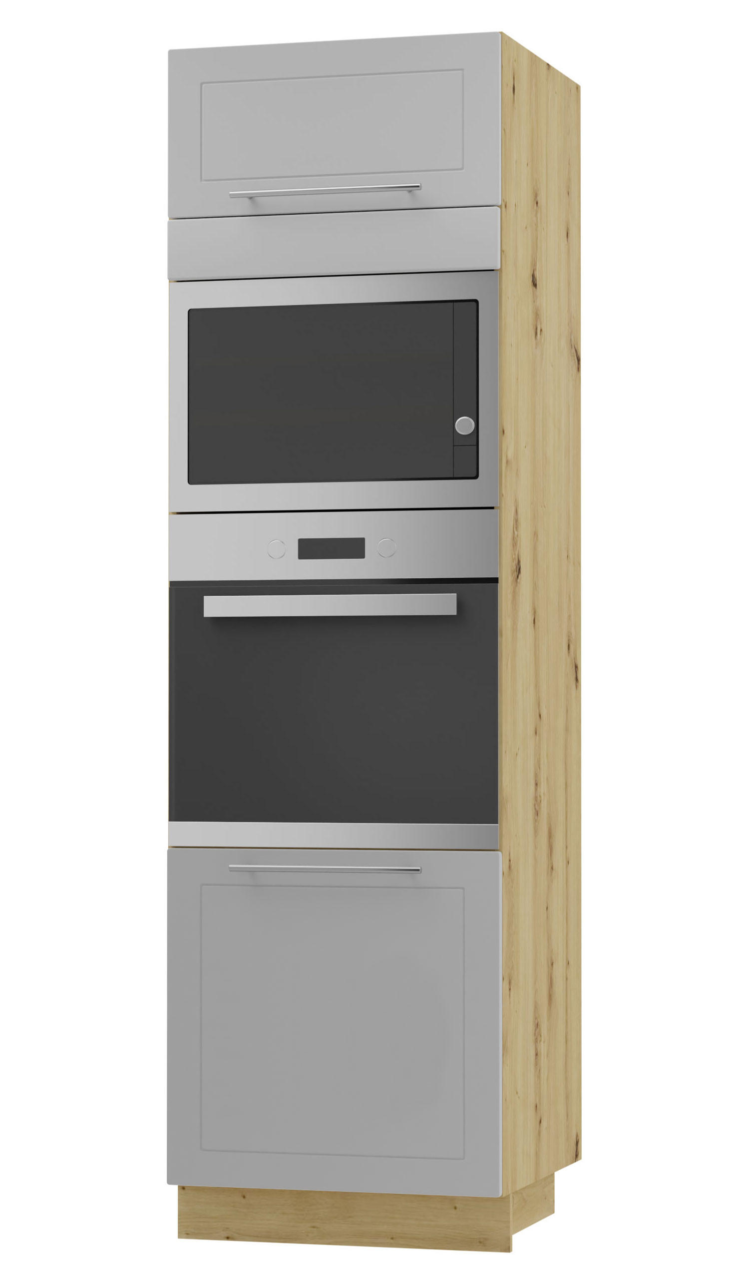 BACKOFENUMBAUSCHRANK Bari D14RU/60/207 Eiche Artisan / RAL 7040 fenstergrau 60 / 59 / 207cm - Eiche Artisan/Grau, Holz/Holzwerkstoff (60/207/59cm) - Feldmann-Wohnen