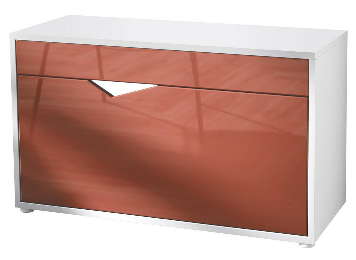 SCHUHSCHRANK Kolmio Bordeaux Hochglanz - Bordeaux, Holzwerkstoff (85/50/33cm) - Vladon