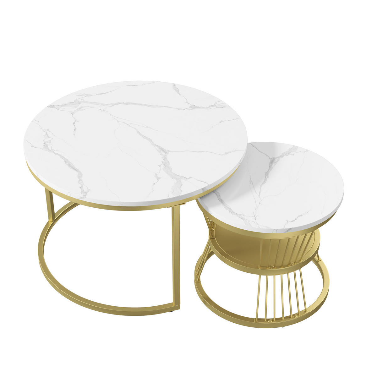 COUCHTISCH 2er Set Beistelltisch Rund, Gold - Goldfarben, Metall (70/70/45.5cm)
