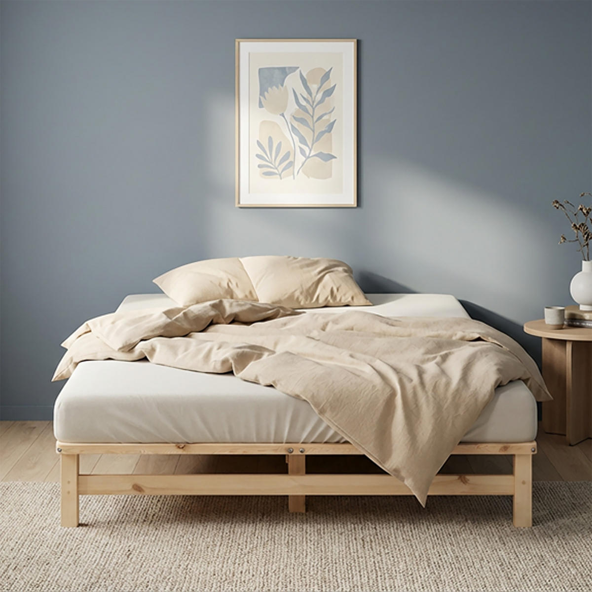 HOLZBETT mit Matratze 140/200 cm natur - Braun, Holz (140/200cm) - Homestyle4u
