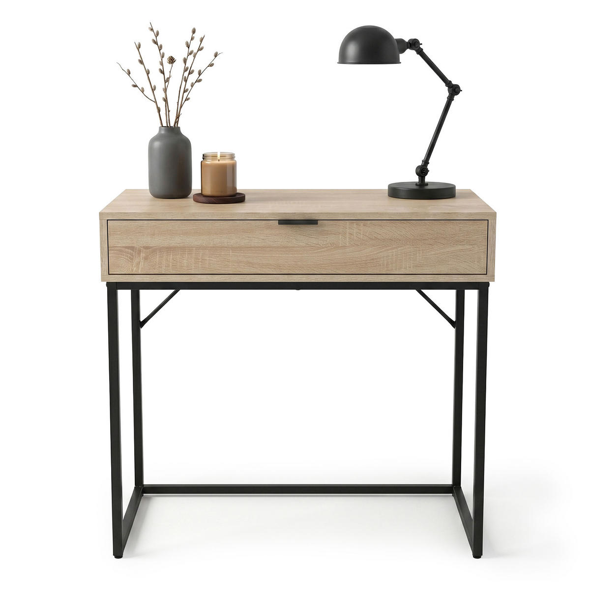KONSOLENTISCH MODENA 80 cm Sonoma Eiche - Schwarz/Sonoma Eiche, Holzwerkstoff (35/80/80cm) - Akord