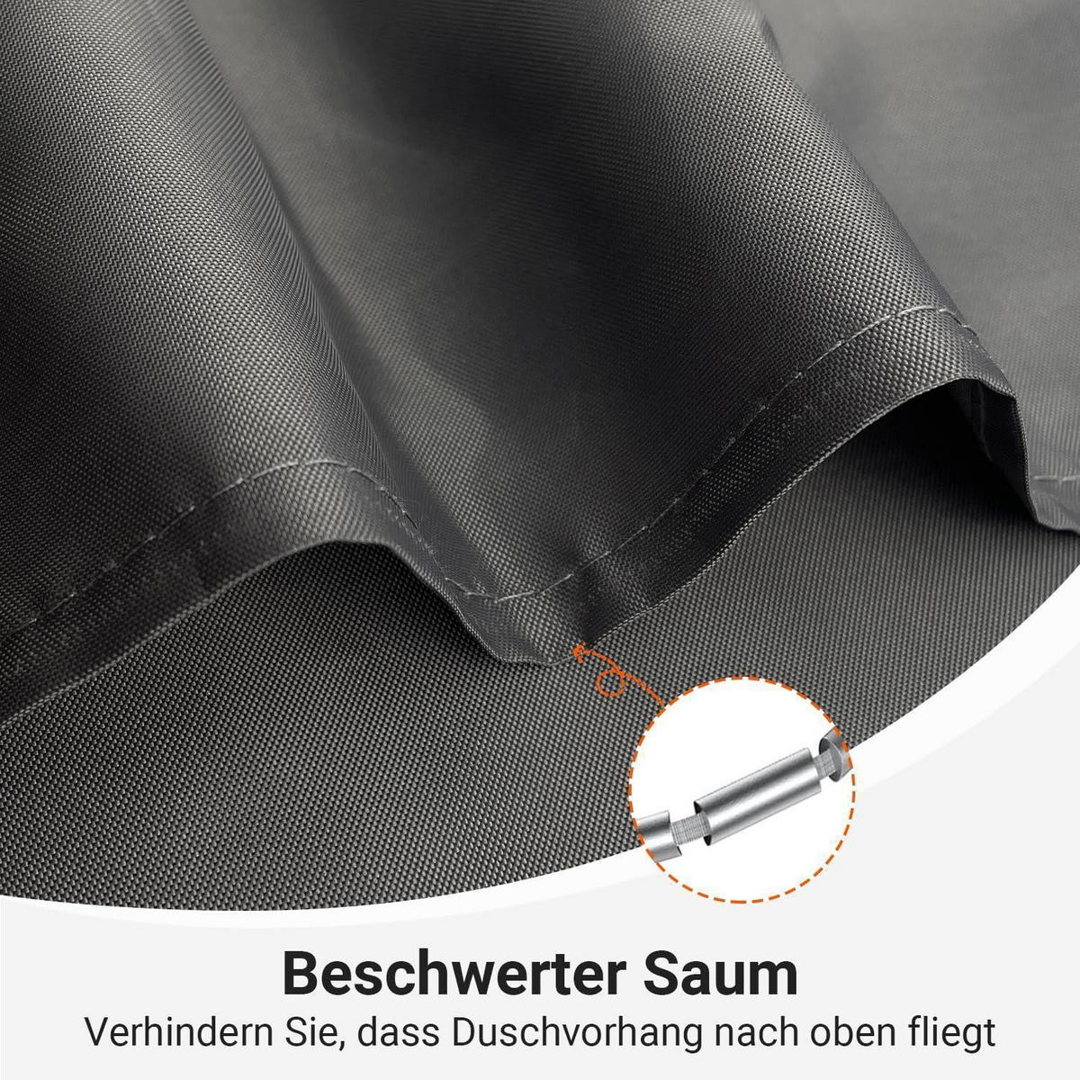 DUSCHVORHANG Dunkelgrau 150 x 180 cm - Anthrazit, Textil (150/180cm)
