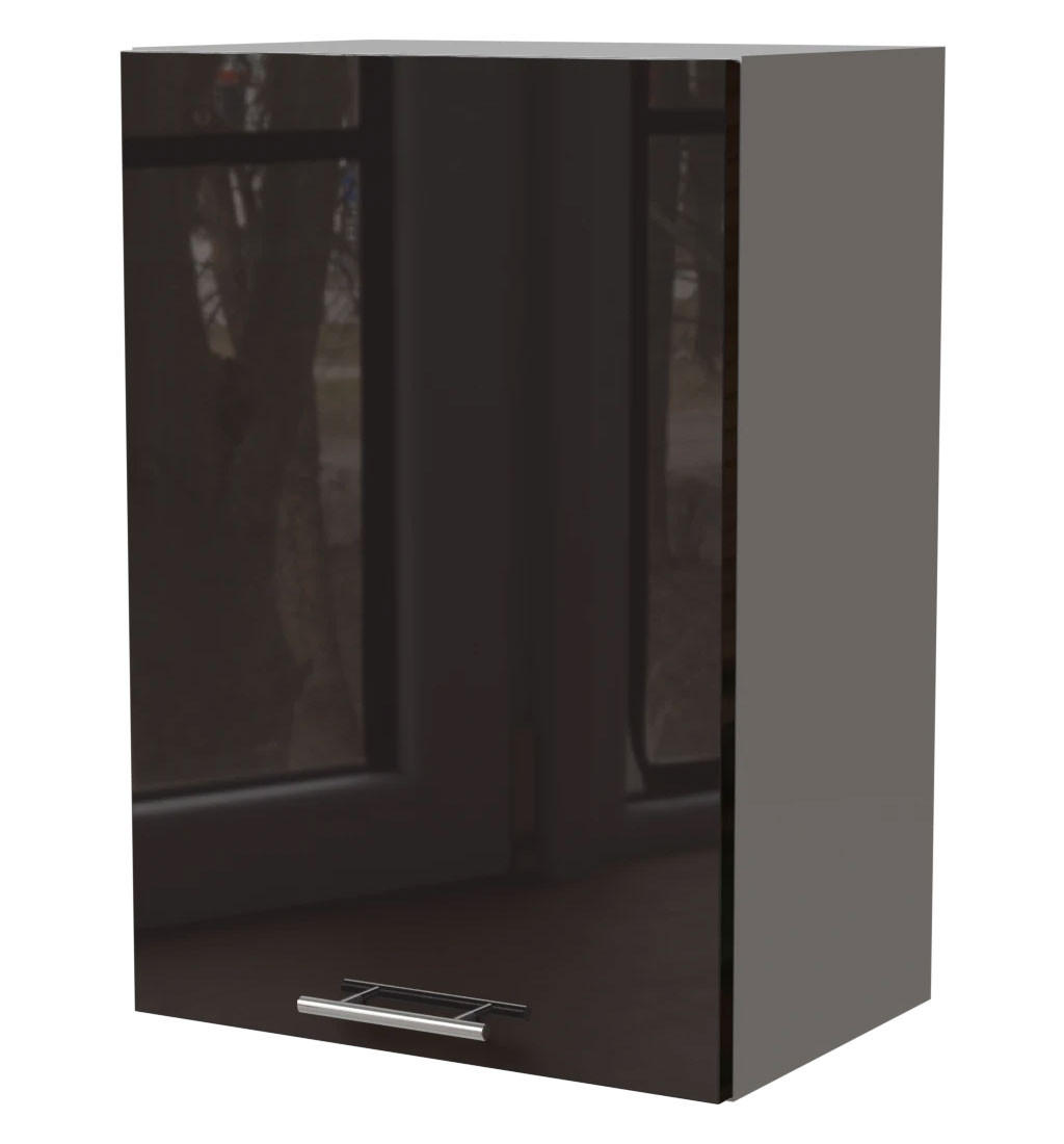 KÜCHENHÄNGESCHRANK Essen W2/50 Schwarz Hochglanz / Grau Matt 50 / 32,5 / 72cm - Schwarz Hochglanz/Schwarz, Holz/Holzwerkstoff (50/72/32.5cm) - Feldmann-Wohnen