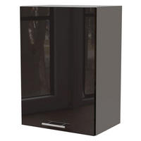 KÜCHENHÄNGESCHRANK Essen W2/50 Schwarz Hochglanz / Grau Matt 50 / 32,5 / 72cm - Schwarz Hochglanz/Schwarz, Holz/Holzwerkstoff (50/72/32.5cm) - Feldmann-Wohnen