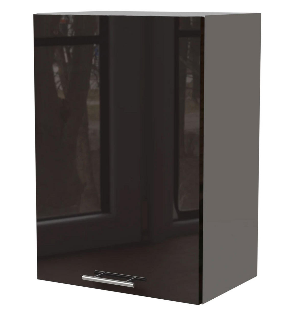 KÜCHENHÄNGESCHRANK Essen W2/50 Schwarz Hochglanz / Grau Matt 50 / 32,5 / 72cm - Schwarz Hochglanz/Schwarz, Holz/Holzwerkstoff (50/72/32.5cm) - Feldmann-Wohnen