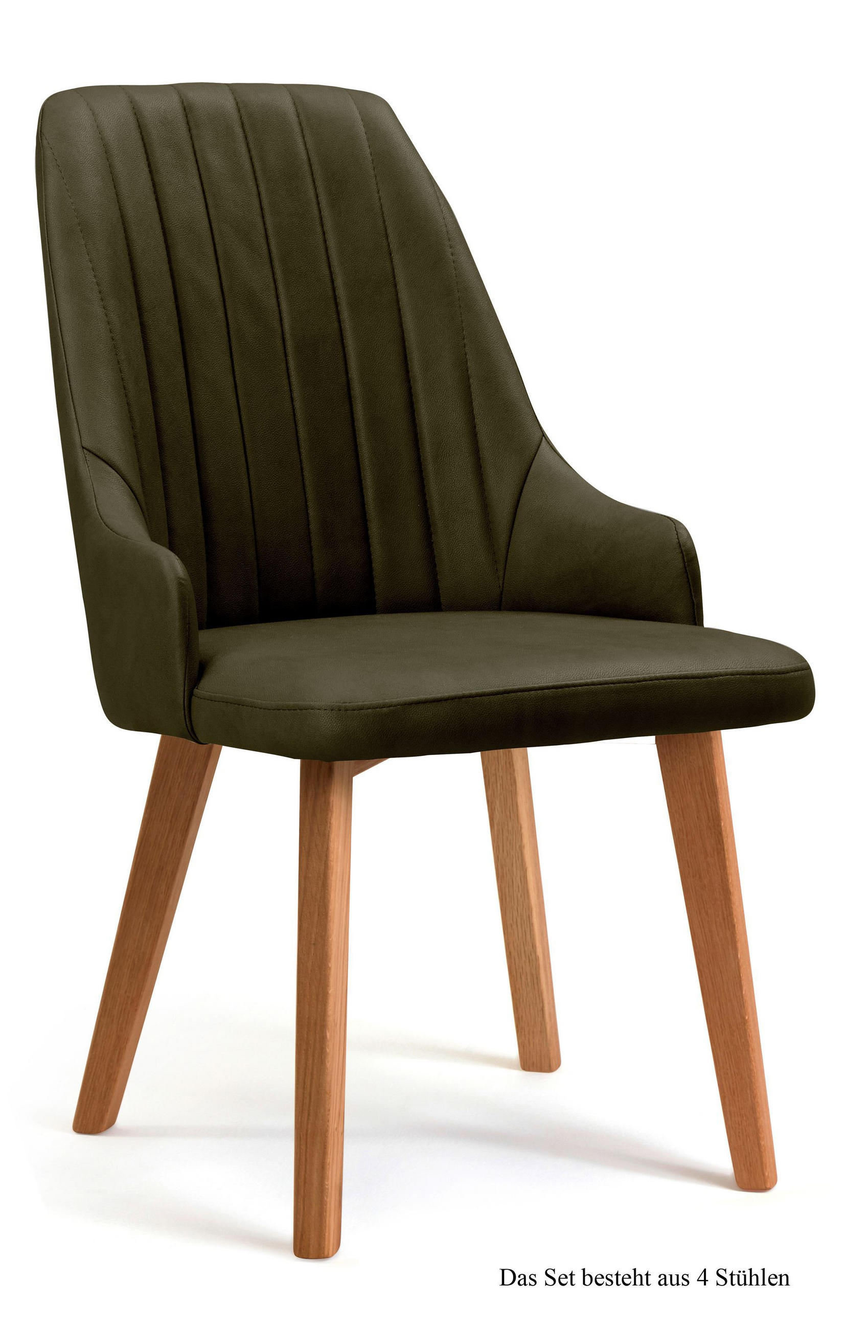ESSZIMMERSTUHL (4er-Set) Daryl 52x91x60 Eiche geölt/Khaki - Dunkelgrün/Eichefarben, Kunststoff (60/91/52cm) - 58aufmkessel
