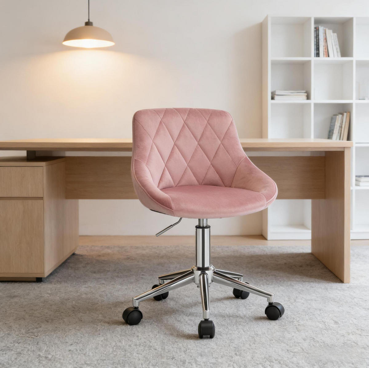 BÜROSTUHL höhenverstellbar drehbar Samt Pink - Pink, Metall (37.5/77/31.5cm) - Meubliv