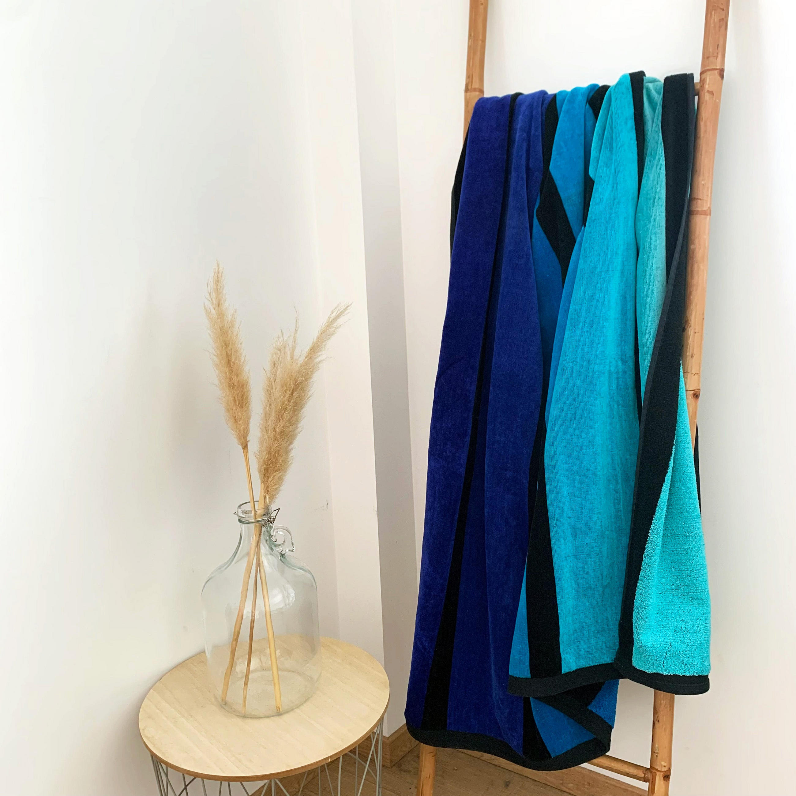 STRANDTUCH Frottee Velours Jacquard Happy Blue 100x175 470g/m² - Blau, Textil (100/175cm) - LE COMPTOIR DE LA PLAGE